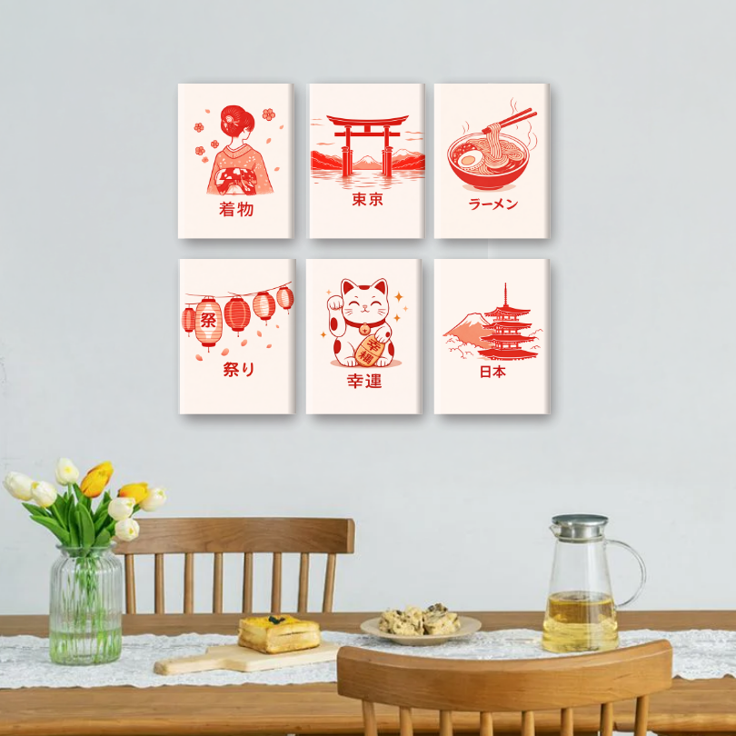 6 Mini Paintings | Japanese Poster Set