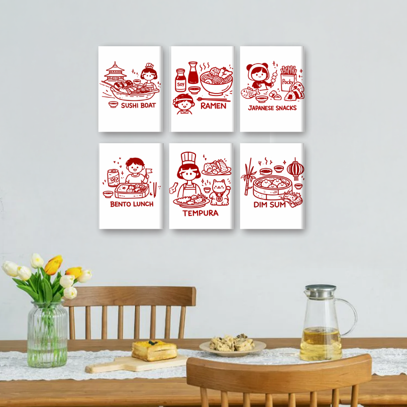 6 Mini Paintings | Kawaii Food Set