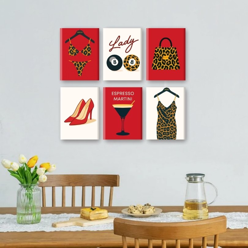 6 Mini Paintings | Leopard Print Set