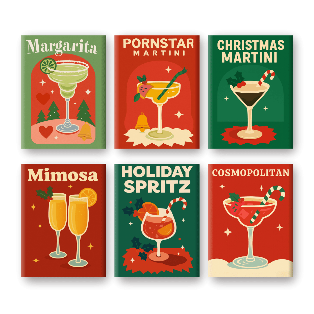 6 Mini Paintings | Merry Cocktail Set