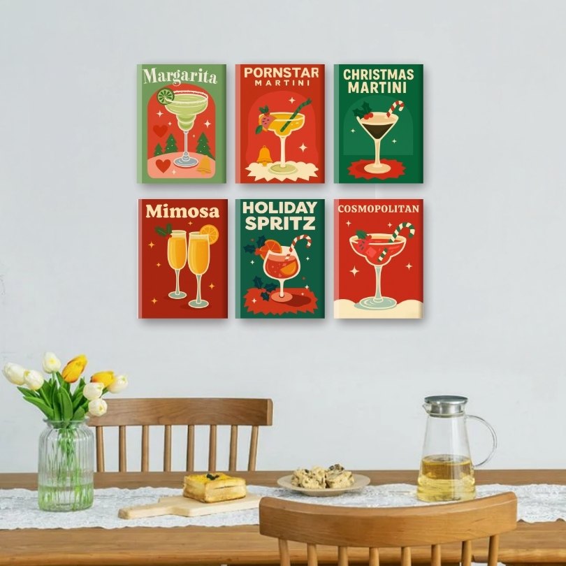 6 Mini Paintings | Merry Cocktail Set