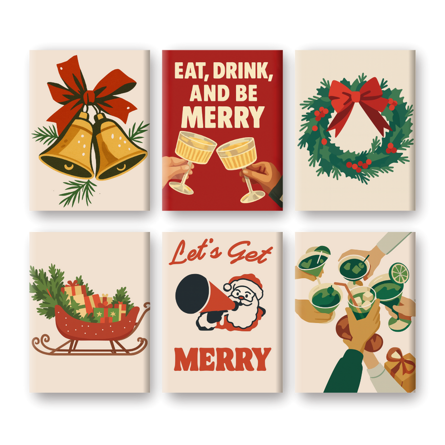 6 Mini Paintings | Merry Xmas Set