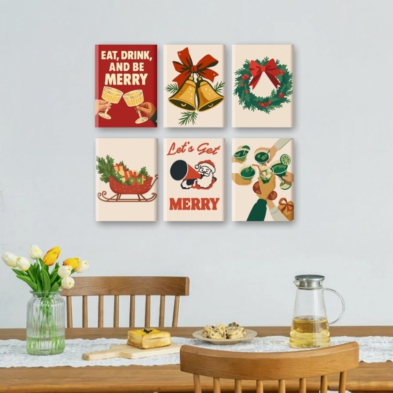 6 Mini Paintings | Merry Xmas Set