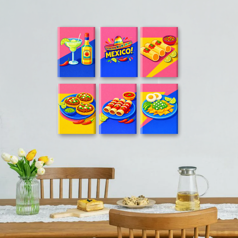 6 Mini Paintings | Mexican Food Set