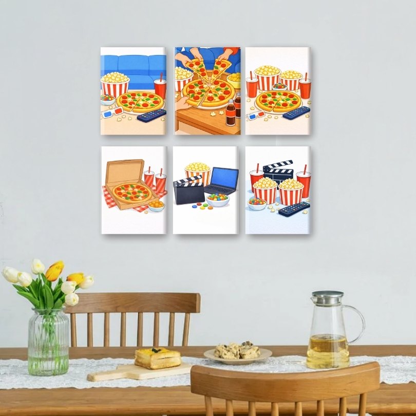 6 Mini Paintings | Movie Night Set