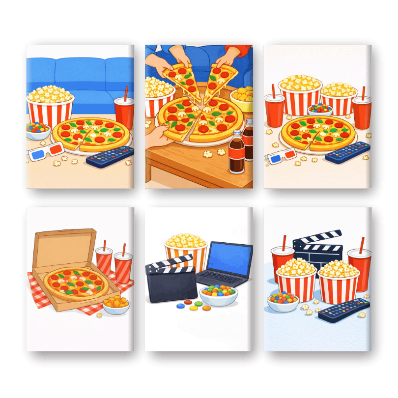 6 Mini Paintings | Movie Night Set