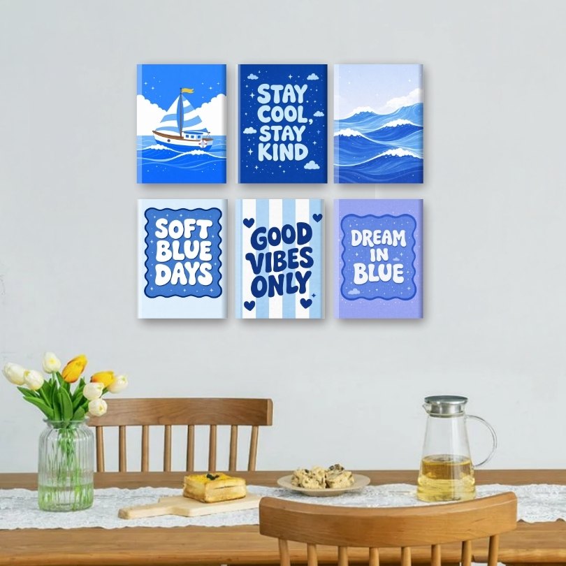 6 Mini Paintings | Ocean Blue Set