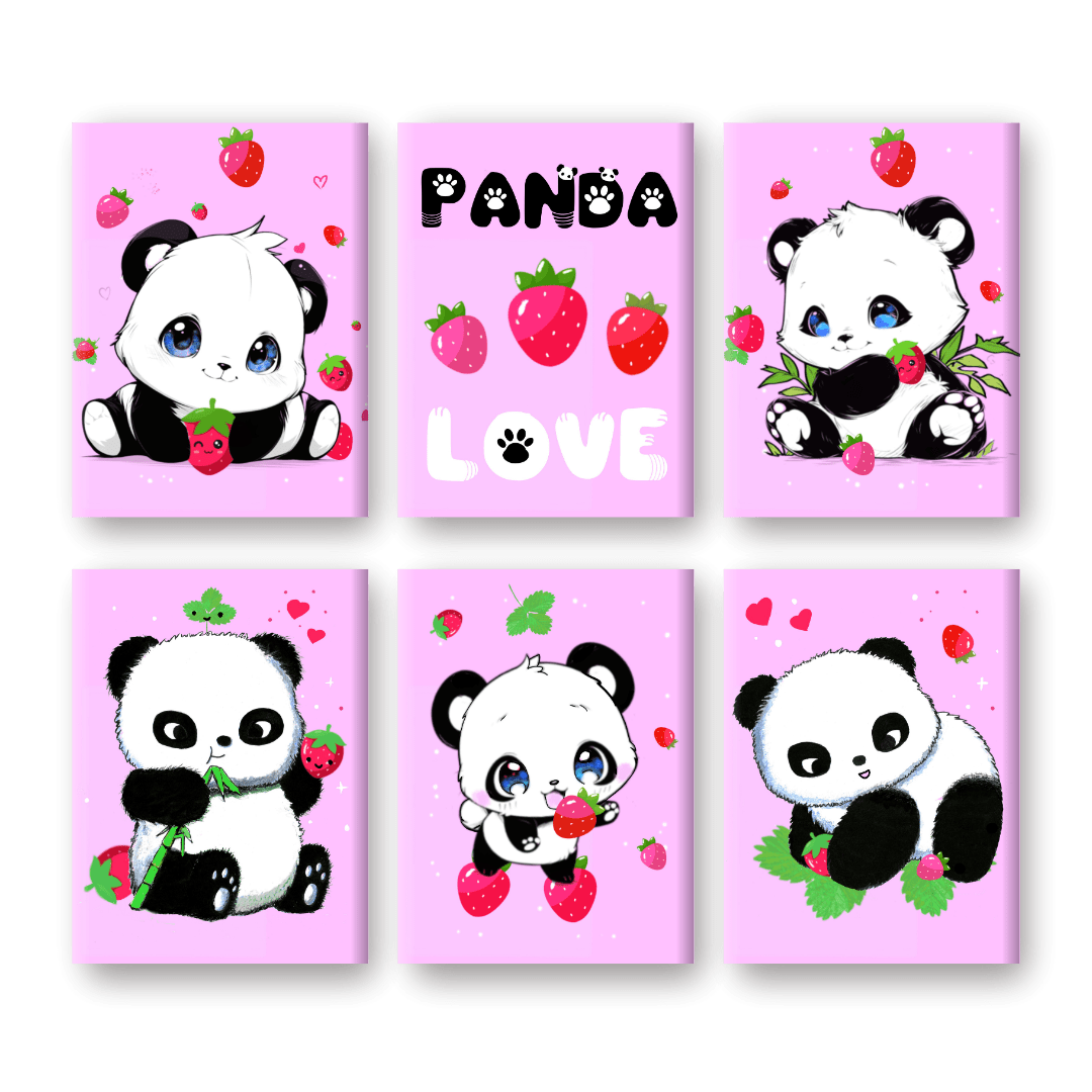 6 Mini Paintings | Panda Berries Set