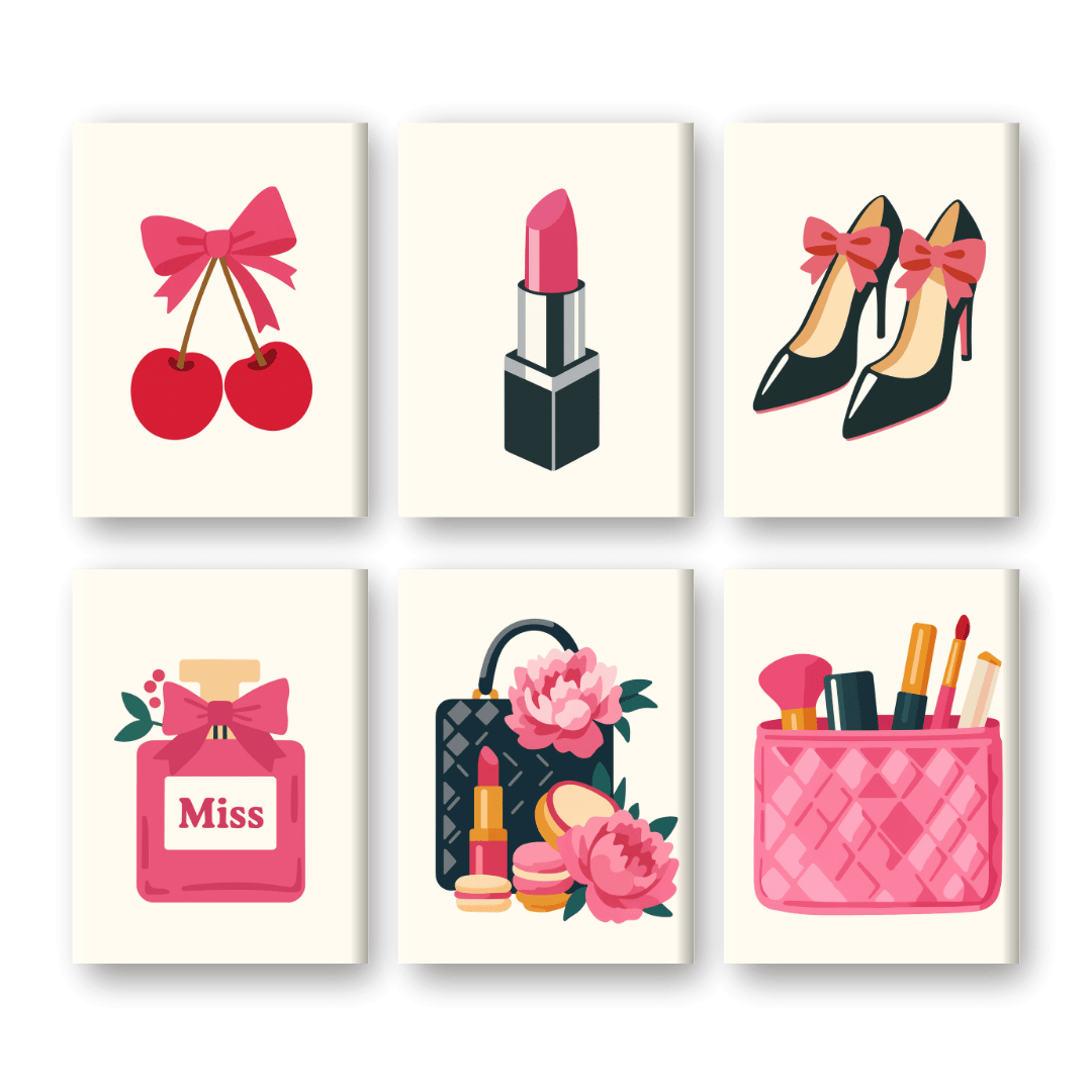 6 Mini Paintings | Pink Accessories Set