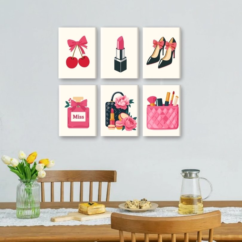 6 Mini Paintings | Pink Accessories Set