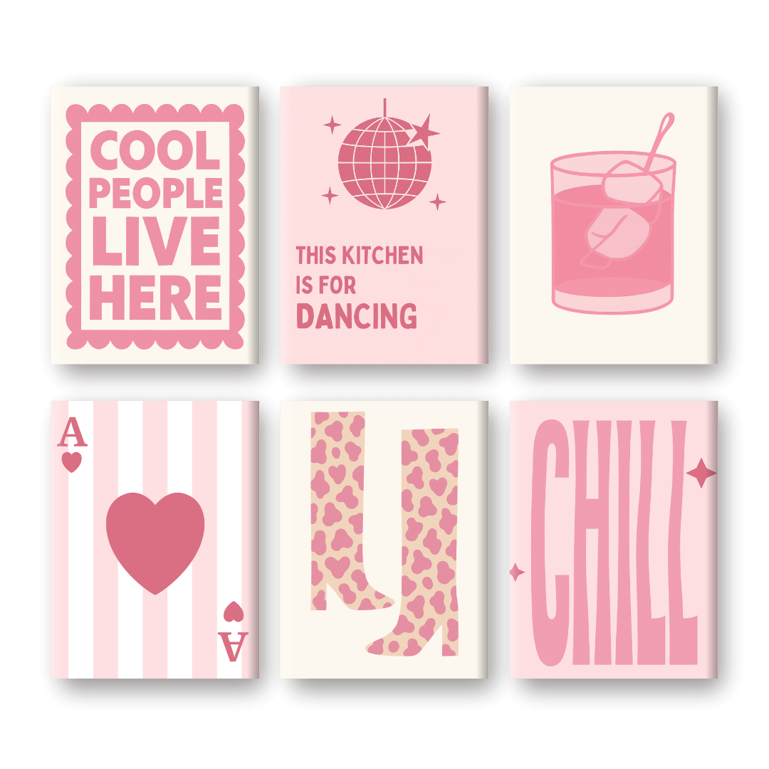 6 Mini Paintings | Pink and Chill Set