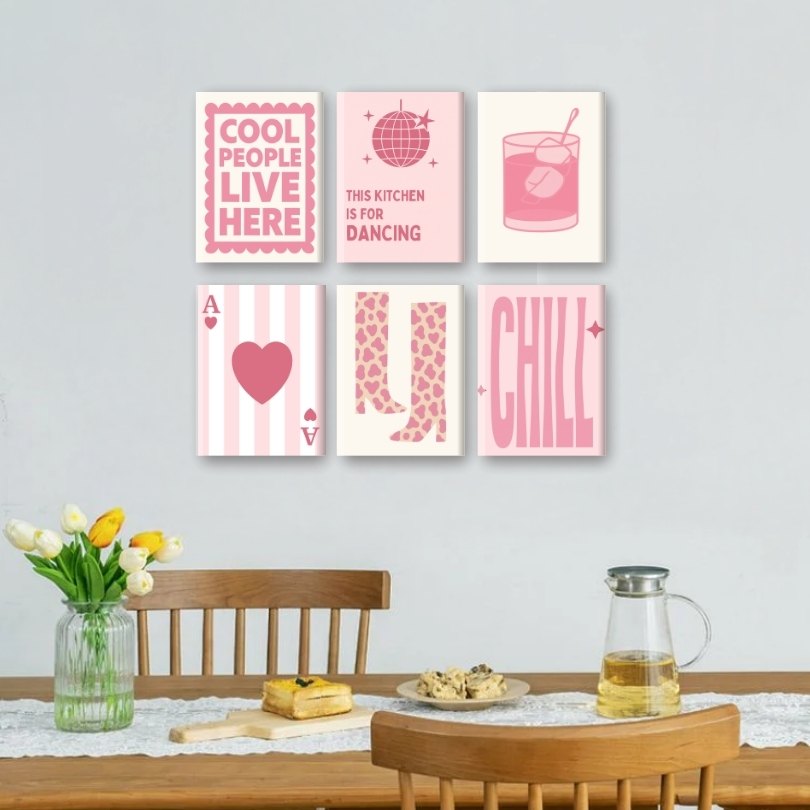 6 Mini Paintings | Pink and Chill Set