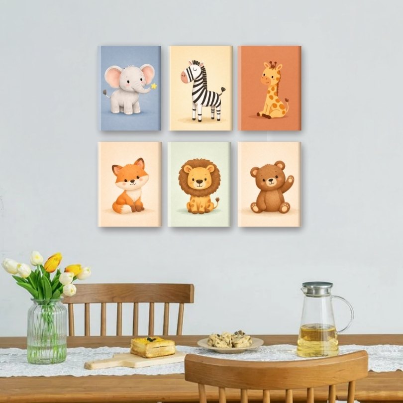 6 Mini Paintings | Safari Friends Set