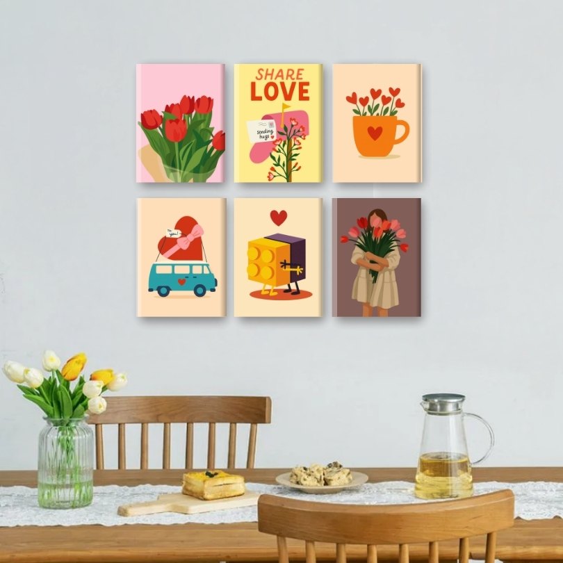 6 Mini Paintings | Share Love Set