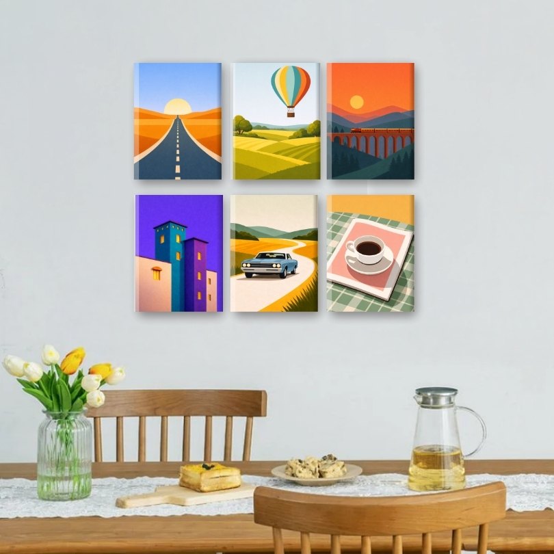 6 Mini Paintings | Soft Horizons Set