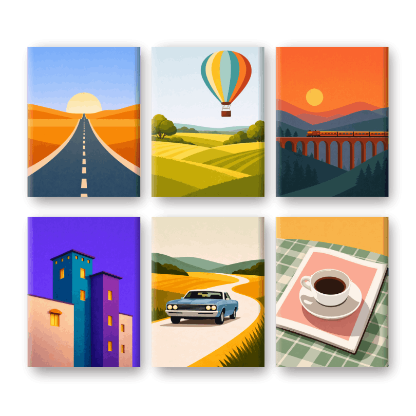 6 Mini Paintings | Soft Horizons Set