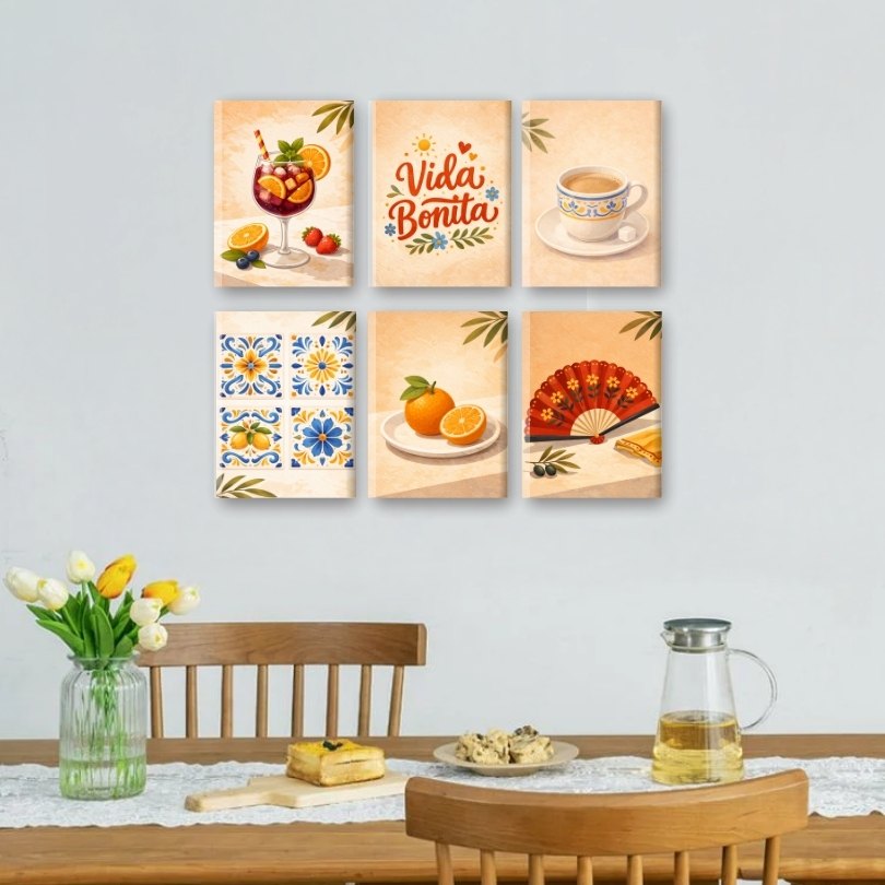 6 Mini Paintings | Spanish Vida Bonita Set