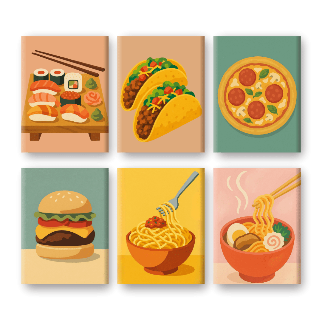6 Mini Paintings | Street Food Set