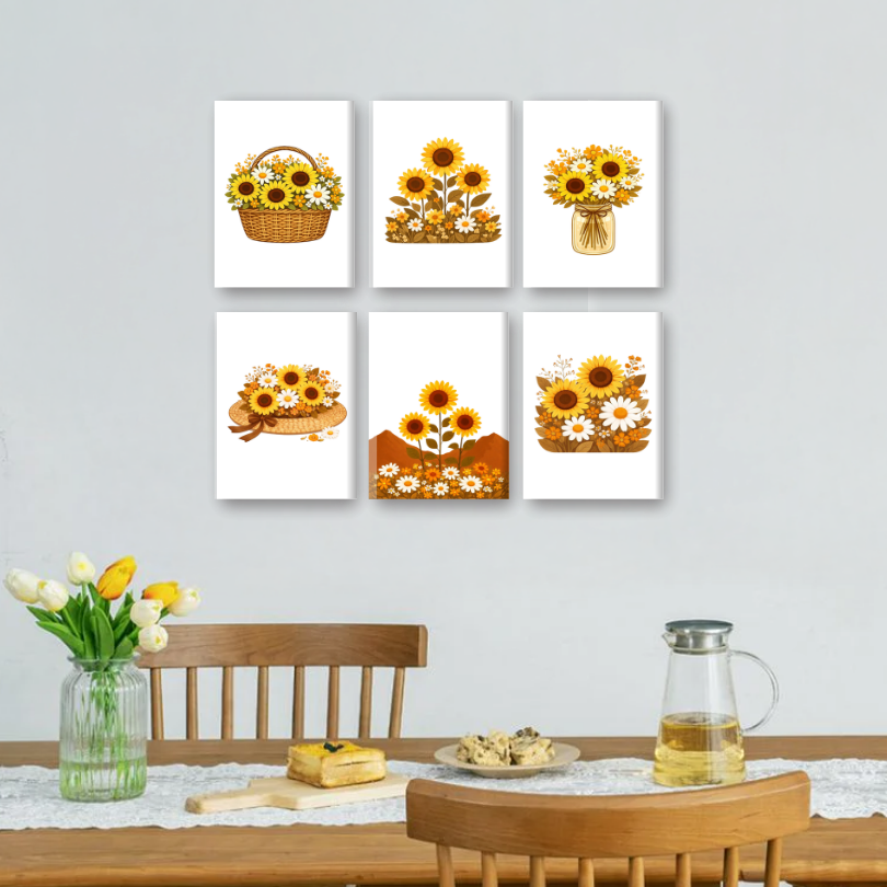6 Mini Paintings | Sunflowers Set