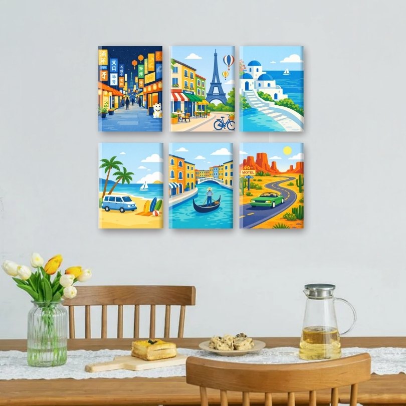 6 Mini Paintings | Travel Dreams Set