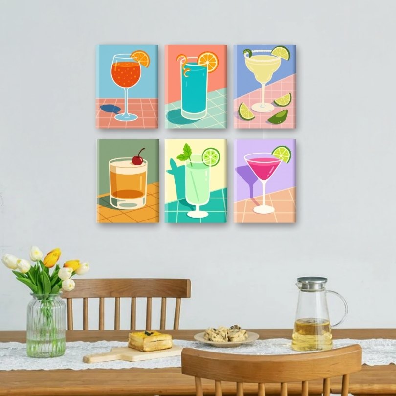 6 Mini Paintings | Tropical Cocktails Set