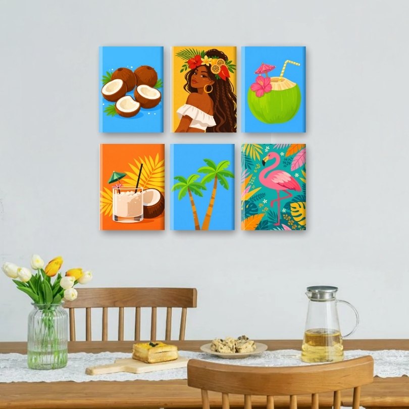 6 Mini Paintings | Tropical Paradise Set