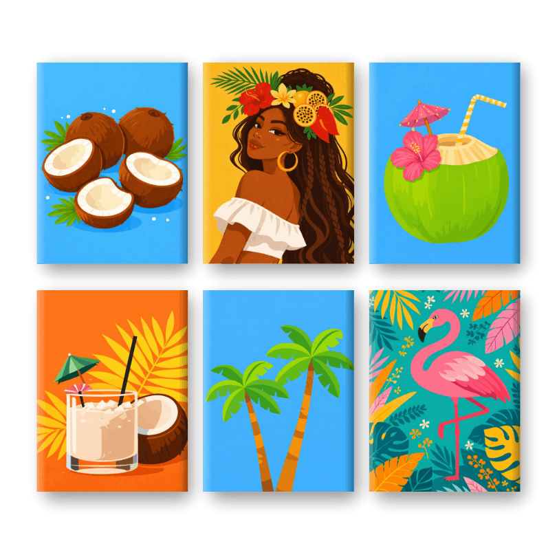 6 Mini Paintings | Tropical Paradise Set