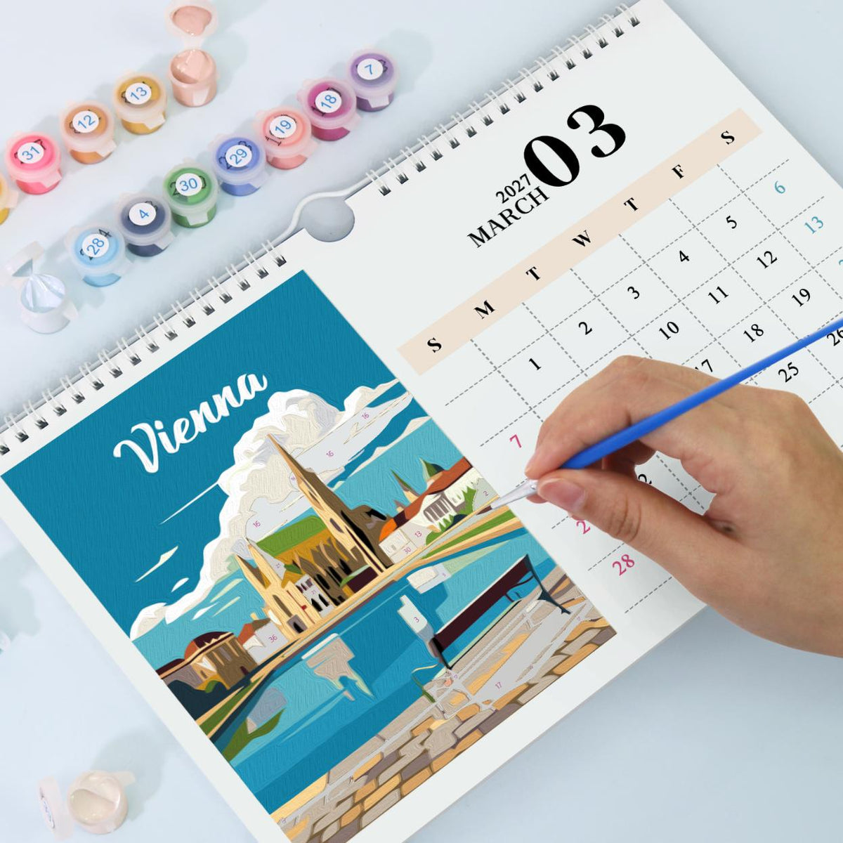 Paint by Numbers Calendar 2027 | Famous Landmarks Edition