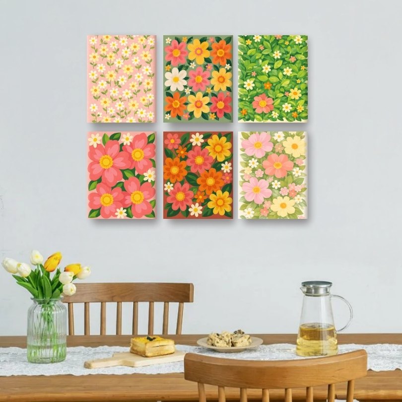 6 Mini Paintings | Vivid Flowers Set