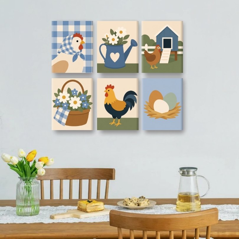 6 Mini Paintings | Chicken Farm Set