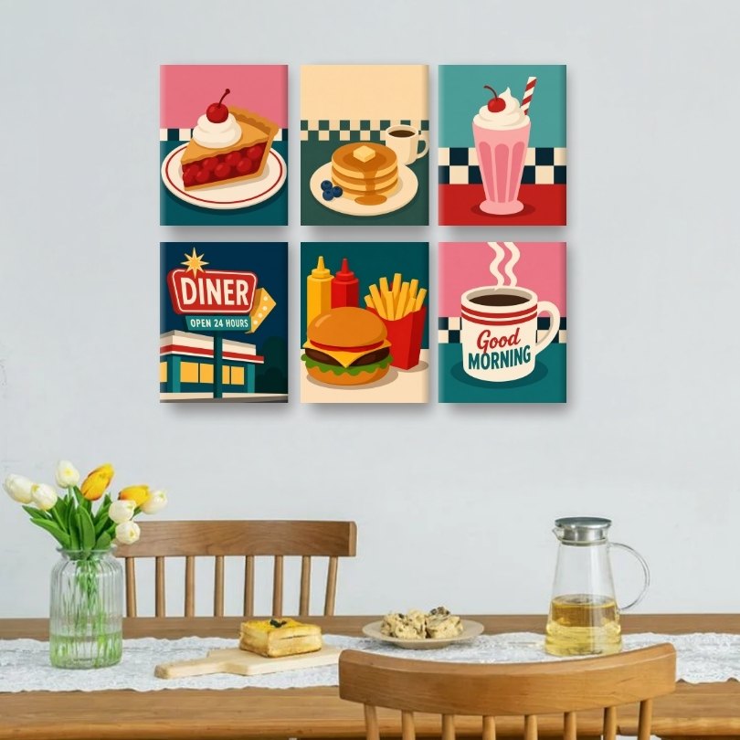 6 Mini Paintings | Diner 24-7 Set
