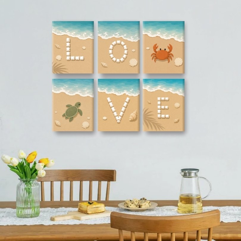 6 Mini Paintings | Beach Love Set