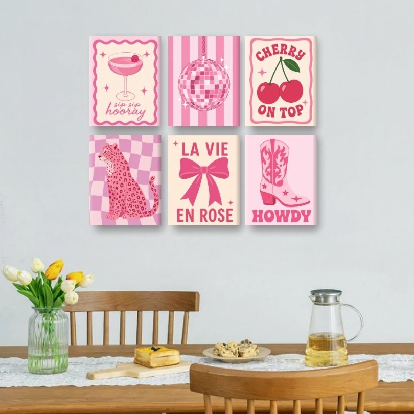 6 Mini Paintings | Pink Cowgirl Set