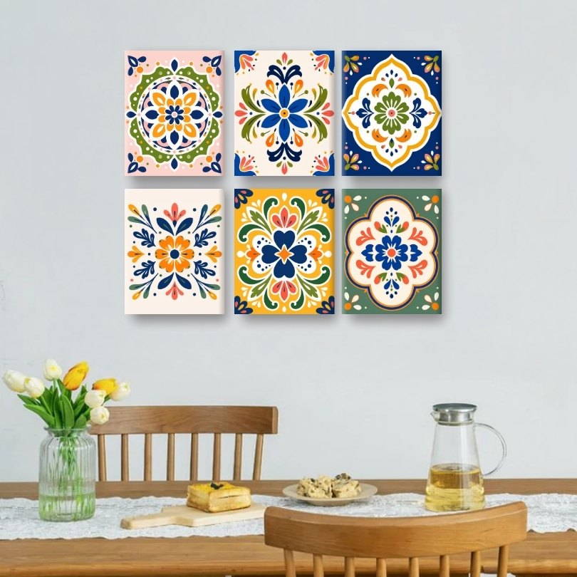 6 Mini Paintings | Folk Art Tiles Set