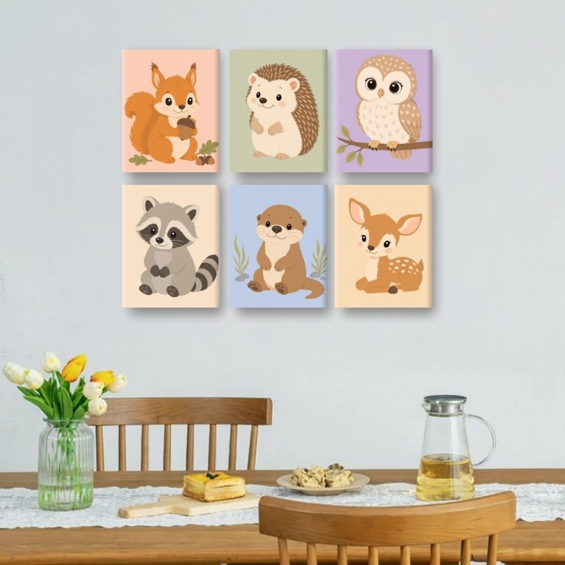 6 Mini Paintings | Woodland Friends Set