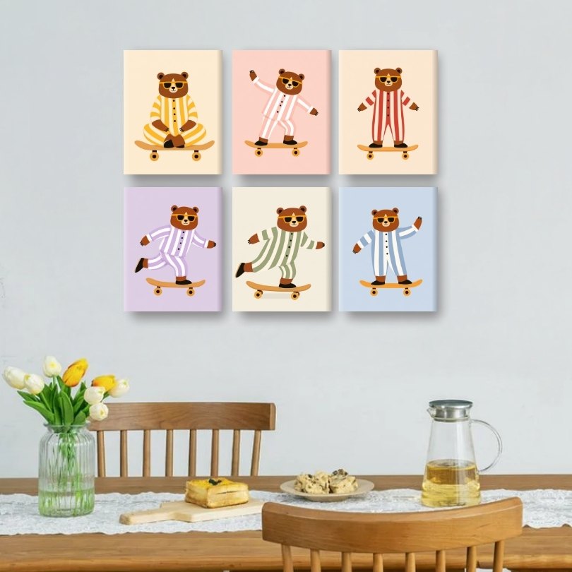 6 Mini Paintings | Skater Bears Set