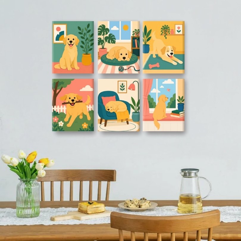 6 Mini Paintings | Cozy Dogs Set