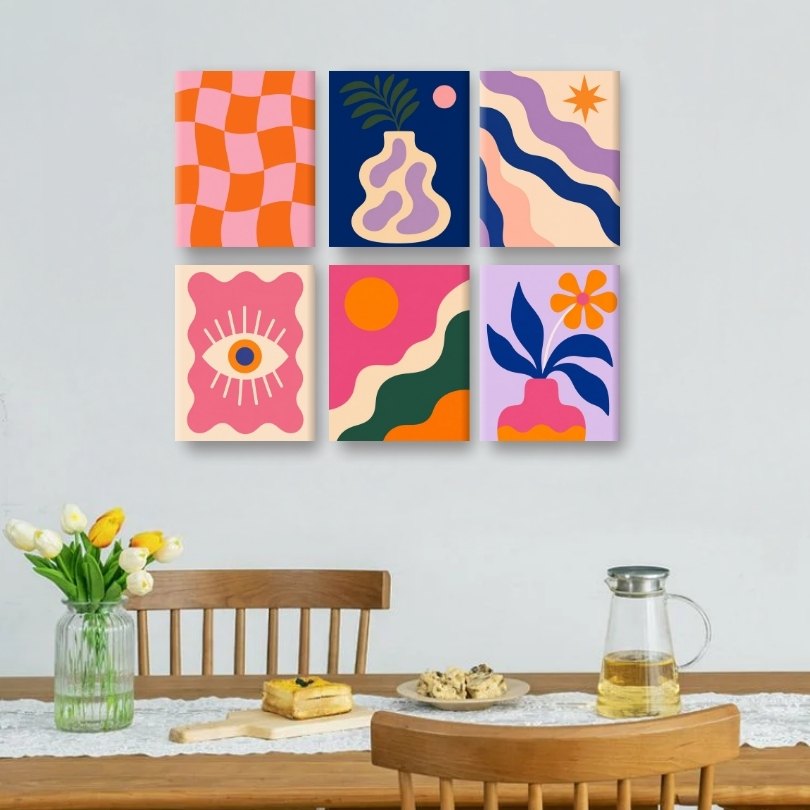 6 Mini Paintings | Funky Blooms Set