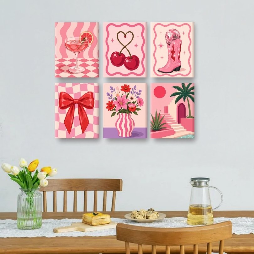 6 Mini Paintings | Pretty in Pink Set