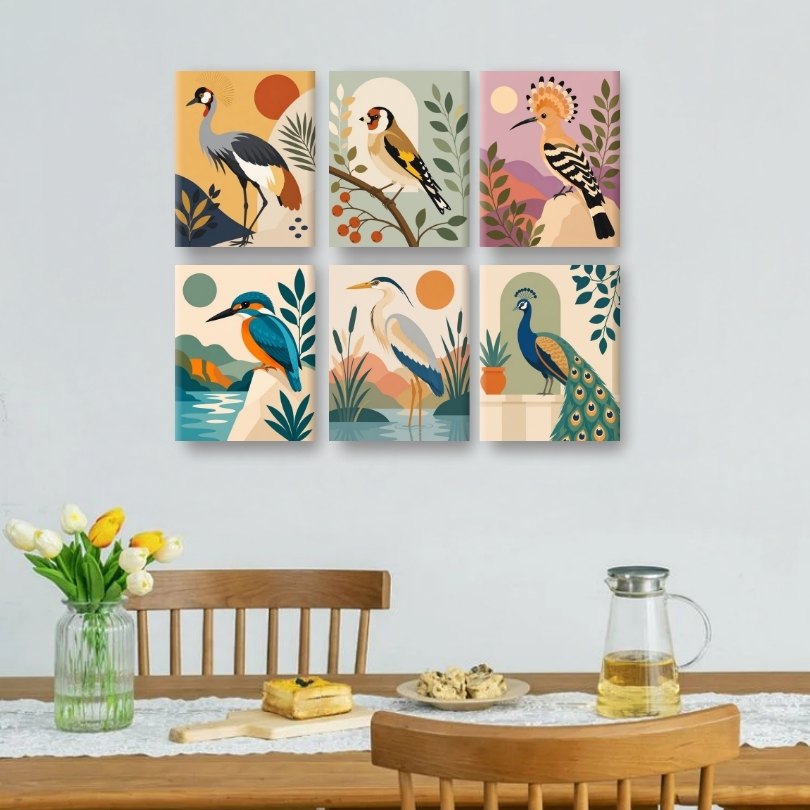 6 Mini Paintings | Majestic Birds Set
