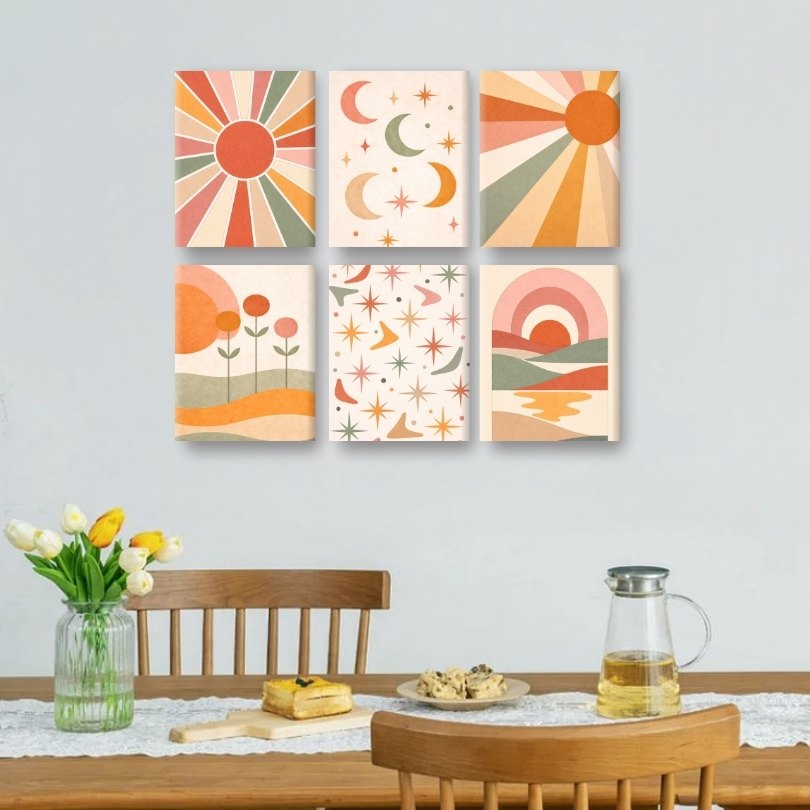 6 Mini Paintings | Boho Sunset Set