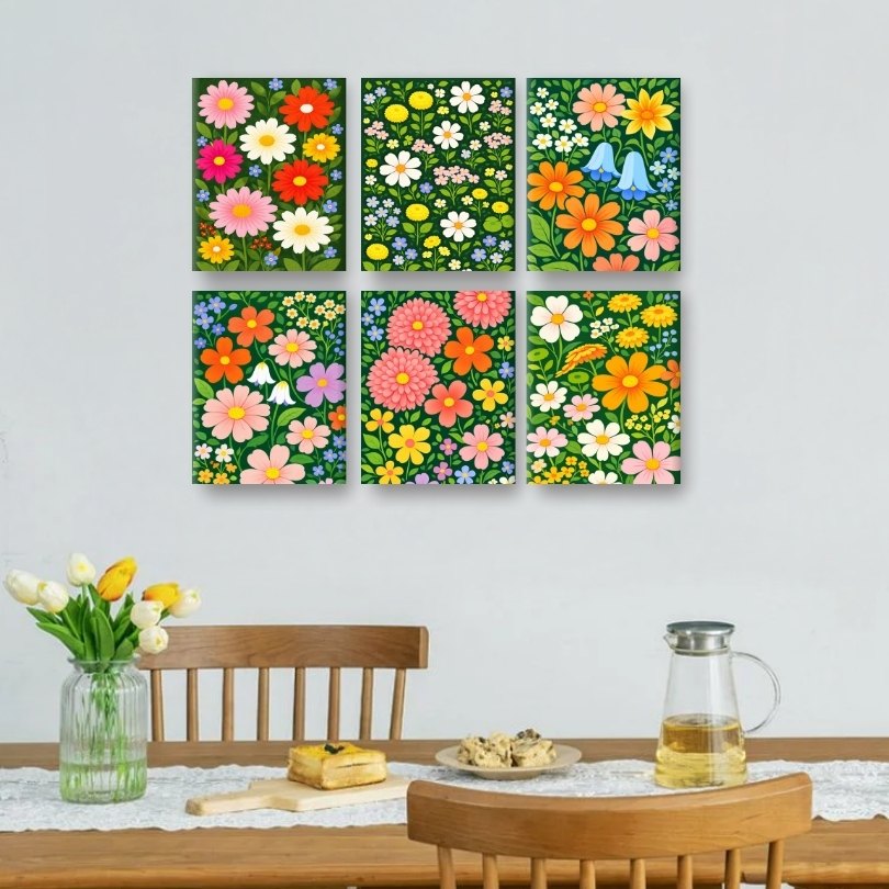 6 Mini Paintings | Flower Field Set