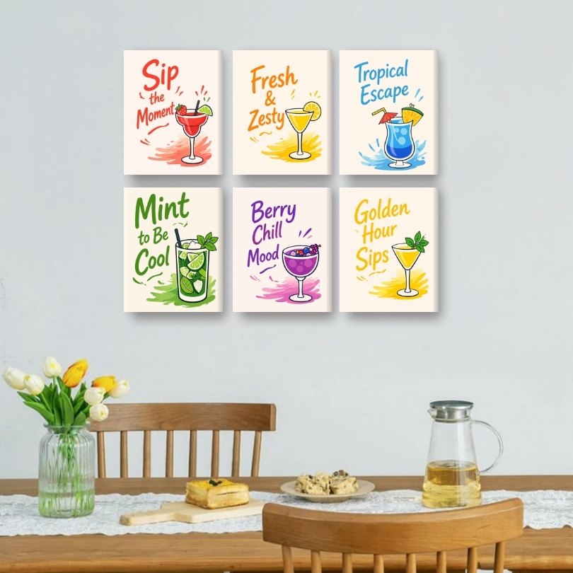 6 Mini Paintings | Cocktail Quotes Set