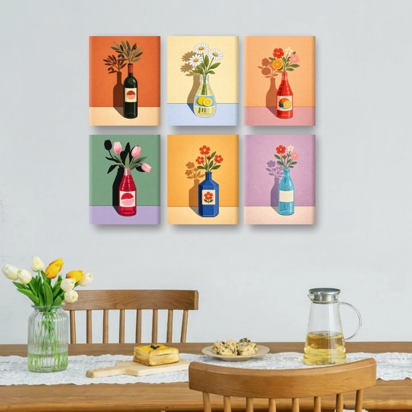 6 Mini Paintings | Blooming Bottles Set