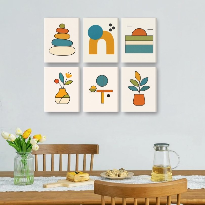 6 Mini Paintings | Scandinavian Shapes Set