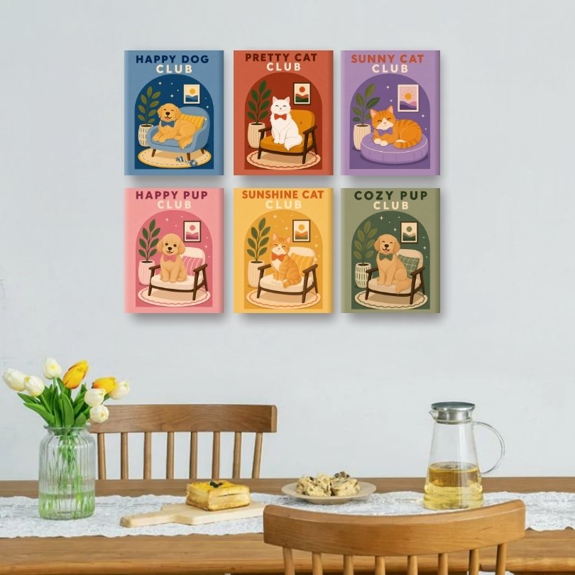 6 Mini Paintings | Dogs & Cats Club Set
