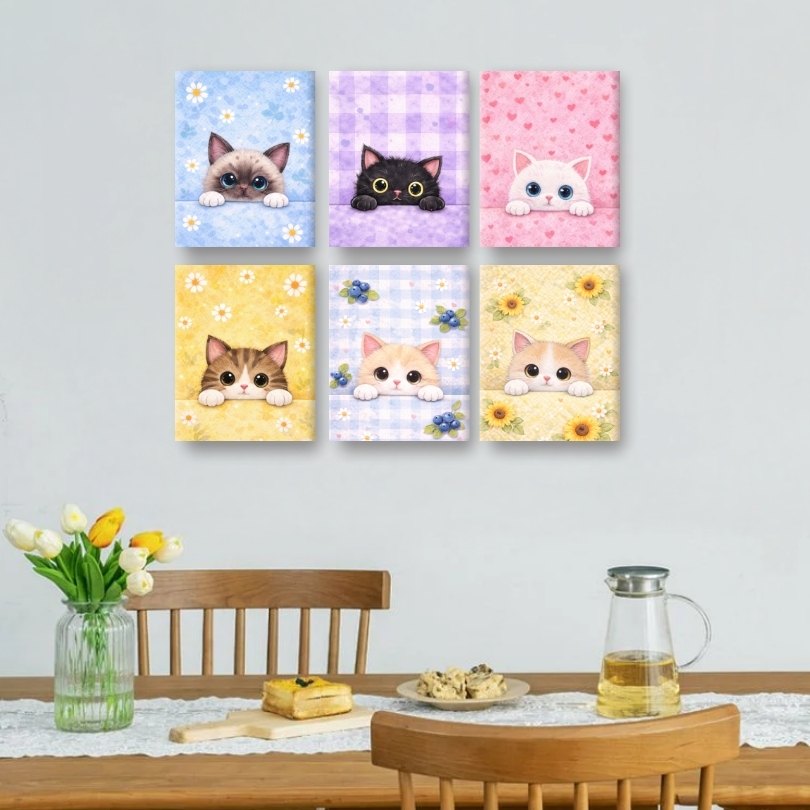 6 Mini Paintings | Curious Kittens Set