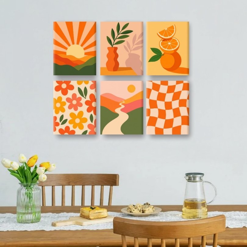 6 Mini Paintings | Golden Citrus Set