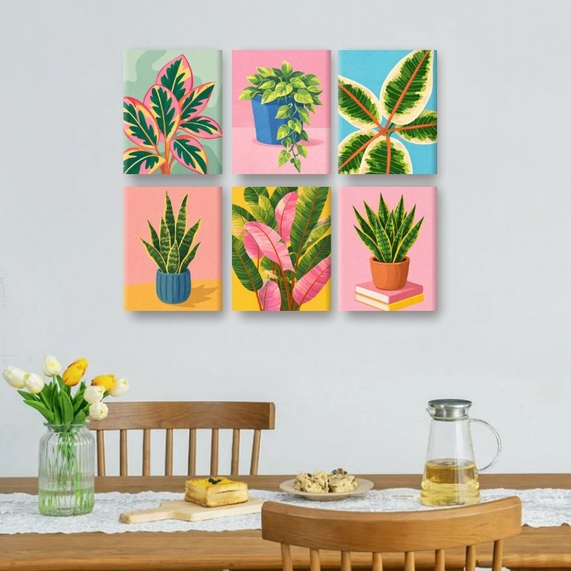 6 Mini Paintings | Beautiful Plants Set