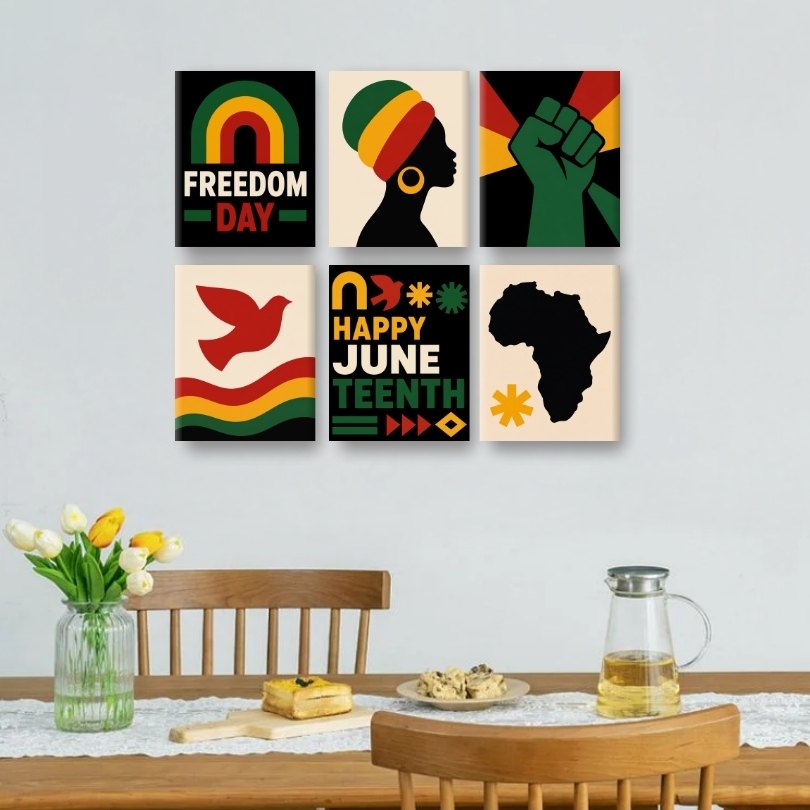 6 Mini Paintings | Happy Juneteenth Set